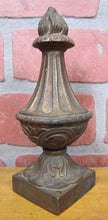 Load image into Gallery viewer, Antique Brass Flame Finial Ornate Original Old Architectural Hardware Element
