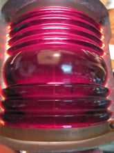 Load image into Gallery viewer, Old Nautical Ships Lantern Lamp Thick Red Lense Galvanized Steel Boat Lite Perko
