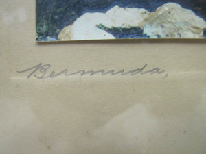 Antique H Marshall Gardiner ' Bermuda ' hand colored tinted photo print artwork
