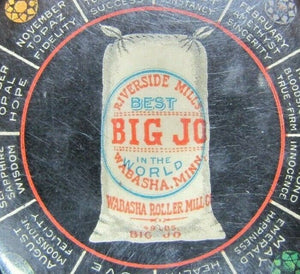 Old BIG JO Flour WABASHA ROLLER MILLS MINN Advertising Mirror Cruver Mfg Chicago