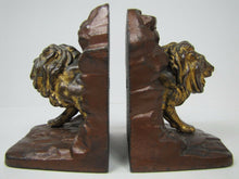 Load image into Gallery viewer, 1920s LION IN CAVE Bookends JUDD Co Figural Cast Iron Decorative Art Book Ends
