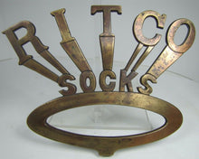 Load image into Gallery viewer, RITCO SOCKS Old Bronze Clothing Department General Store Display Sign Brass Wash
