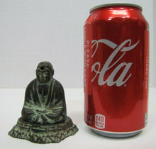 Load image into Gallery viewer, Old Buddha Incense Burner figural cast metal bronze wash small detailed 2pc

