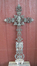 Load image into Gallery viewer, Antique Cast Iron Cross Crucifix Marker Architectural Decorative Art Mary Angels
