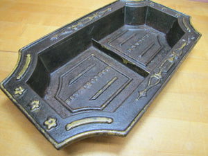 C BLAKE BOSTON MASS Antique Cast Iron Decorative Arts Large Tray Gold Black