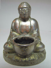 Load image into Gallery viewer, BUDDHA Old Incense Burner SWIRLING LOGS GOOD LUCK Ornate Silver Nickel Plate
