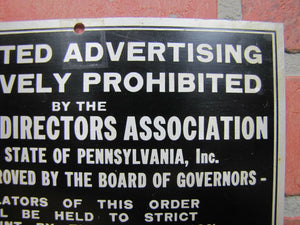 FUNERAL DIRECTORS Assn Penna SOLICITED ADVERTISING STRICTLY PROHIBITED Old Sign