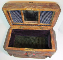 Load image into Gallery viewer, Tramp Art ZUM ANDENKEN IN MEMORIUM Ornately Decorated Antique Box Folk Artwork
