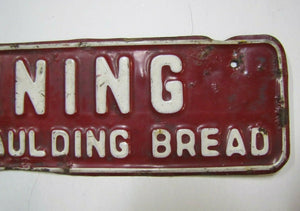 1930's CORNING ENJOYS SPAULDING BREAD Sign Embossed Metal Doorpush Display Ad