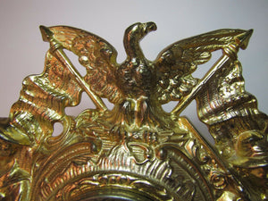 Antique early 1900s ARMY NAVY AMERICAN EAGLE Figural Cast Iron Brass Wash Clock