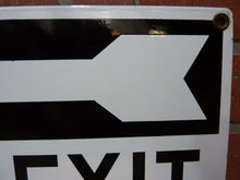 Load image into Gallery viewer, FIRE EXIT Orig Old Porcelain Sign Left Arrow Industrial Safety Gas Station Shop
