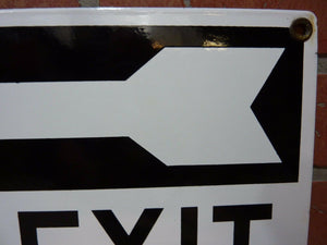 FIRE EXIT Orig Old Porcelain Sign Left Arrow Industrial Safety Gas Station Shop