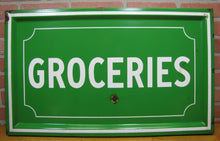 Load image into Gallery viewer, GROCERIES Old Porcelain Sign Grocery Country Corner Store Farm Stand Advertising
