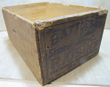 Load image into Gallery viewer, BATTLESHIP RAISINS Antique Wooden Crate Box fabulous design Hooven Merch Co NY
