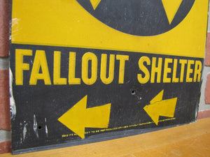Orig Old FALLOUT SHELTER Sign Cold War Era DoD Galvanized Steel Left Arrows