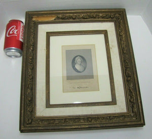 MRS MARTHA WASHINGTON 19c Antique Engraving J B LONGACRE Framed Art Print