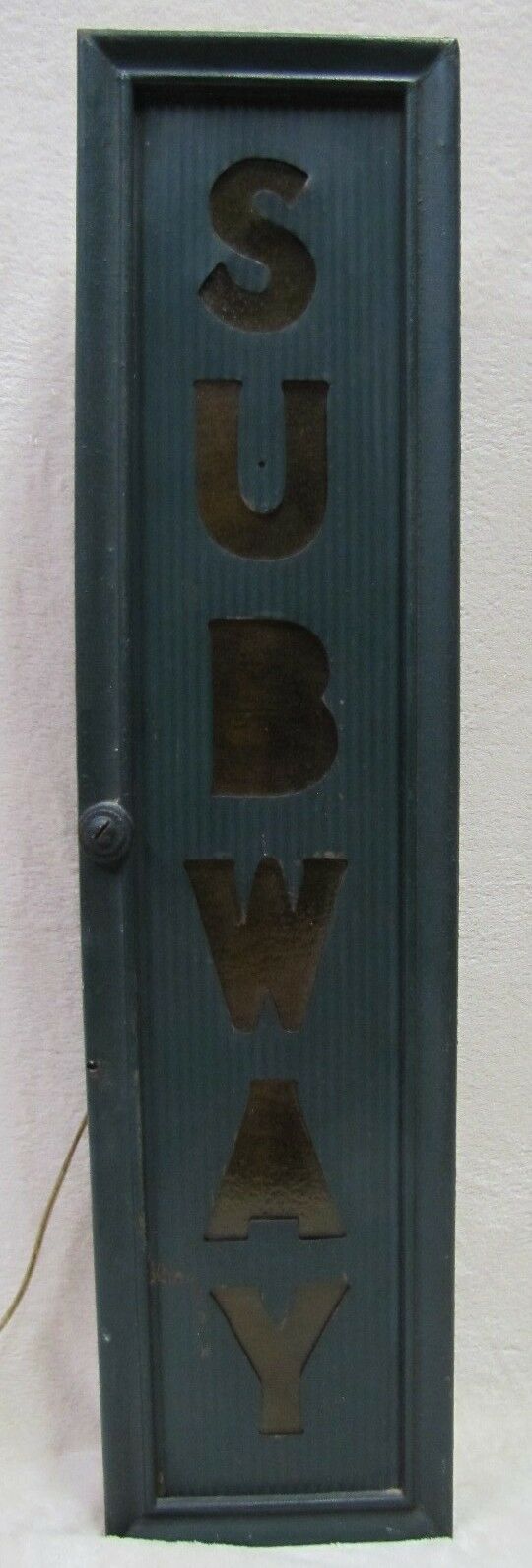 Old Original SUBWAY Sign back lite metal front w custom lighted wooden box frame
