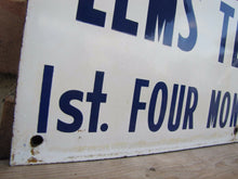 Load image into Gallery viewer, ELMS TEA ROOM Old Porcelain Sign 1st Four Mondays 645pm Restaurant Bakery Ad

