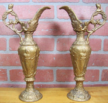Load image into Gallery viewer, Antique Pair Decorative Arts Ewers Lovely Maidens Cherubs Art Nouveau
