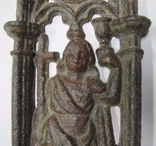 Load image into Gallery viewer, Antique CHURCH Marker Plaque Exquisite MAIDEN CROSS CHALICE Cast Iron Ornamental
