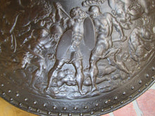 Load image into Gallery viewer, Antique GLADIATOR WARRIOR BATTLE SHIELD S&amp;K Cast Iron Wall Decorative Art Plaque
