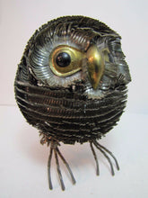 Load image into Gallery viewer, Vintage Folk Art Tin Owl wonderful ornate detailing snip cut bent tin artwork
