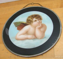 Load image into Gallery viewer, Antique Cherub in Clouds Decorative Arts Reverse Under Glass Design Top Chain
