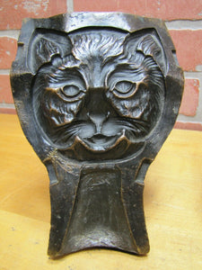 Old Industrial Bronze 2 piece Cat Mold Face Head Figure Toy Tray Doorstop Art