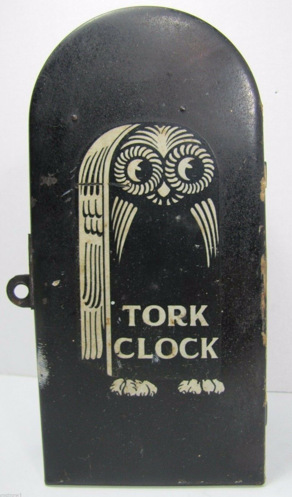 TORK CLOCK Co New York Old Casket Coffin Box electric light timer Industrial Owl
