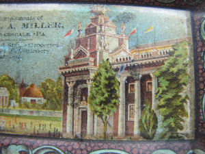 KARL MILLER GROCERIES FINE CIGARS MEYERSDALE Pa Antique Tin Litho Tip Card Tray
