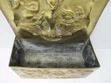 Load image into Gallery viewer, POSEIDON TRIDENT DAUPHINS Old Brass Decorative Arts Wall Plaque Shelf Box Ornate
