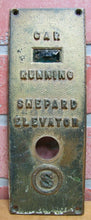 Load image into Gallery viewer, Old SHEPARD ELEVATOR CAR RUNNING Control Panel Button S Logo Bevel Edge Brass
