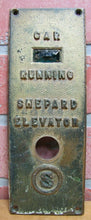 Load image into Gallery viewer, Old SHEPARD ELEVATOR CAR RUNNING Control Panel Button S Logo Bevel Edge Brass
