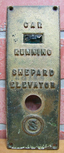 Old SHEPARD ELEVATOR CAR RUNNING Control Panel Button S Logo Bevel Edge Brass