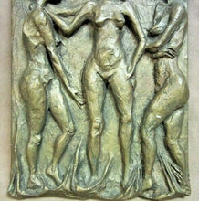 Load image into Gallery viewer, Mid Century Modern Art Sculpture Three Female Nudes signed Licht High Relief
