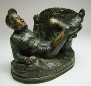 Antique French Decorative Arts Bronze Brass Figural Matchstick Match Holder