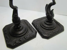 Load image into Gallery viewer, KOI DRAGON FISH Pair Old Cast Iron Figural Decorative Art CandleSticks Holders
