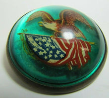 Load image into Gallery viewer, Antique Eagle American Flag Bubble Bowed Front Pin Pinback Horse Briddle Ornate
