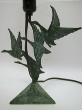 Load image into Gallery viewer, Geese Mallards Ducks Birds in Flight Bronze Brass Lamp Stained Glass Light Shade
