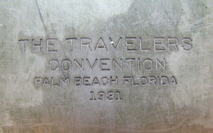 1931 TRAVELERS Convention PALM BEACH FLORIDA Ins Co Ad Bronze Bookend Doorstop