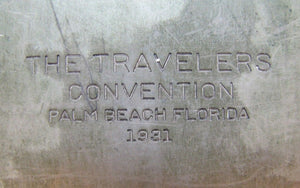 1931 TRAVELERS Convention PALM BEACH FLORIDA Ins Co Ad Bronze Bookend Doorstop