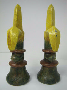 Old Pair Fleur De Lis Cast Iron Figural Finials Architectural Hardware Elements