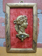 Load image into Gallery viewer, Antique Brass Beautiful Maiden Flowers in Hair Decorative Arts Element Framed
