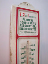 Load image into Gallery viewer, OLIN MATHIESON FARMERS COOP Old Thermometer Sign Ad FREDERICK MIDDLETOWN MO
