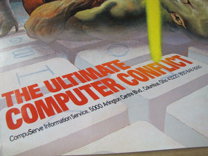 1980s CompuServe MEGAWARS Video Game Promo Poster Crush the Kryon Empire