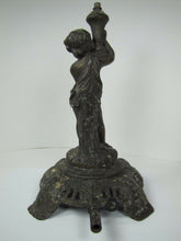 Load image into Gallery viewer, Antique Victorian Gas Lamp figural child holding urn ornate old decorative light
