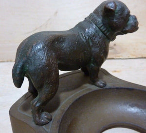 Antique Bulldog Tray cast iron bronze wash decorative art card tip coin ashtray