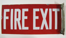Load image into Gallery viewer, FIRE EXIT Orig Old Porcelain Double Sided Flange Sign Shop Building Industrial
