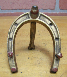 Antique HORSESHOE HOOF Cast Iron Miniature Easel SweetHeart Photo Mini Artwork