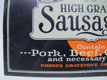 Load image into Gallery viewer, RATHJENS &amp; SONS SAUSAGES Old Ad Tin Sign PORK BEEF CEREAL SPICE AAW COSHOCTON O
